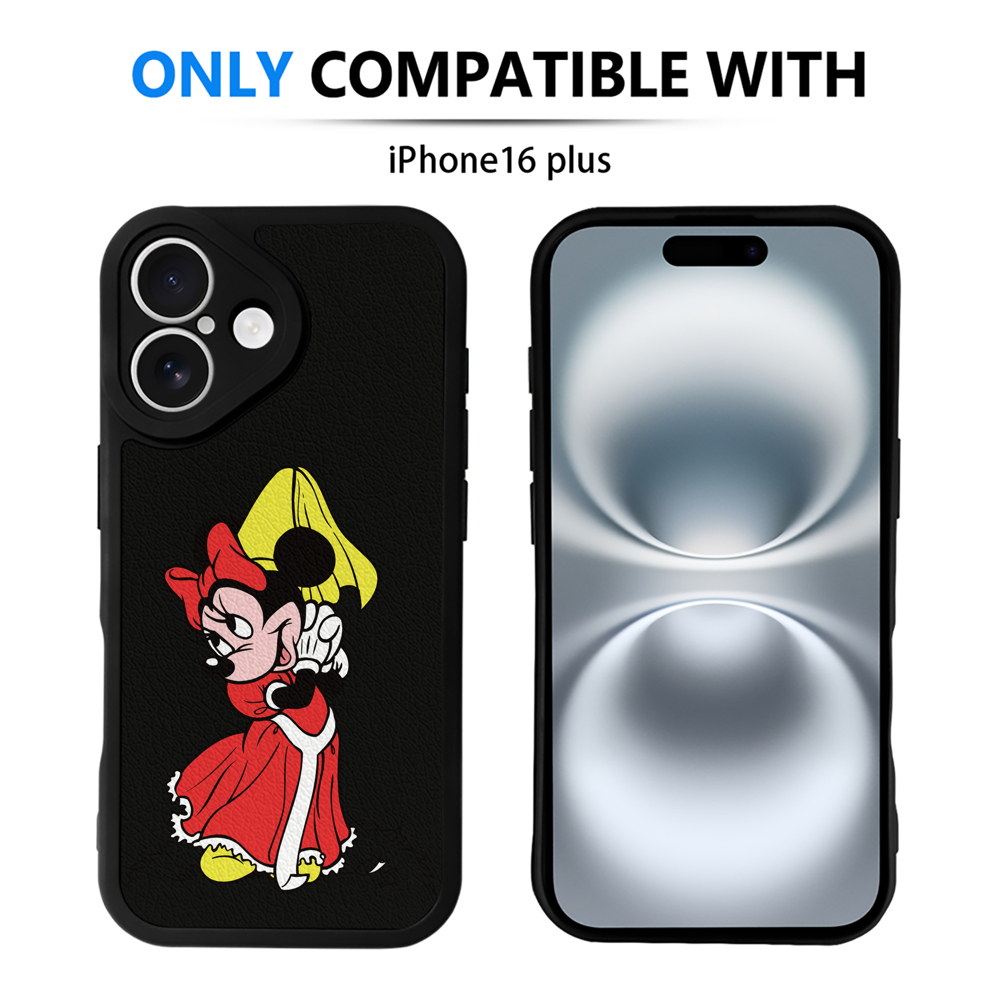 （画像用） ミッキーマウス Mickey Mouse 【iPhone 16シリーズ対応】シリコンスマホケース（レザー調） 材質：シリコン